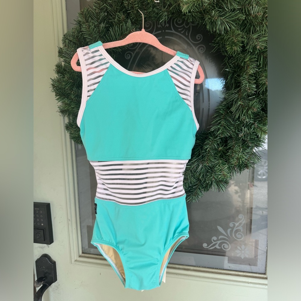 Striped Aqua One-Piece Leotard KK
